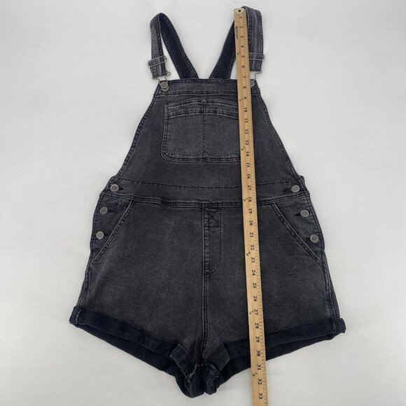 RVCA Women’s Size Large Shorts Bib Overall Black Denim Shortalls Skater Y2K - Picture 7 of 12